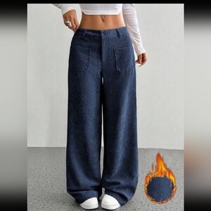 SHEIN Navy Wide Leg Pants